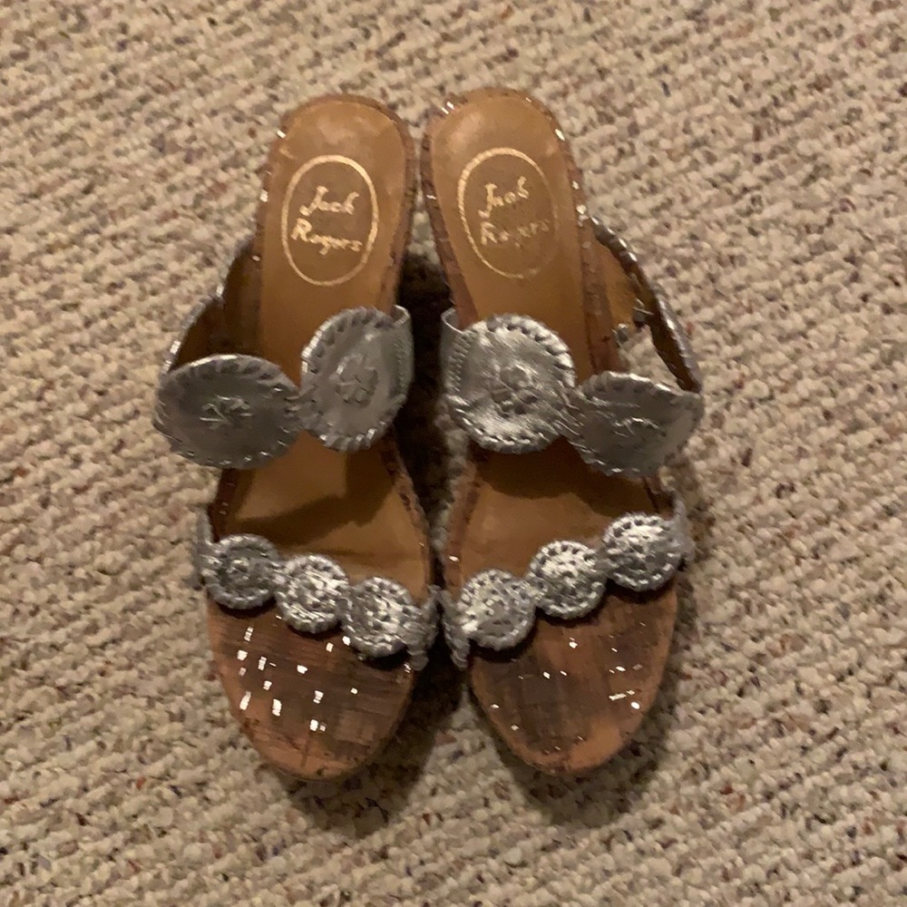 Jack Rogers Silver and Brown Wedges